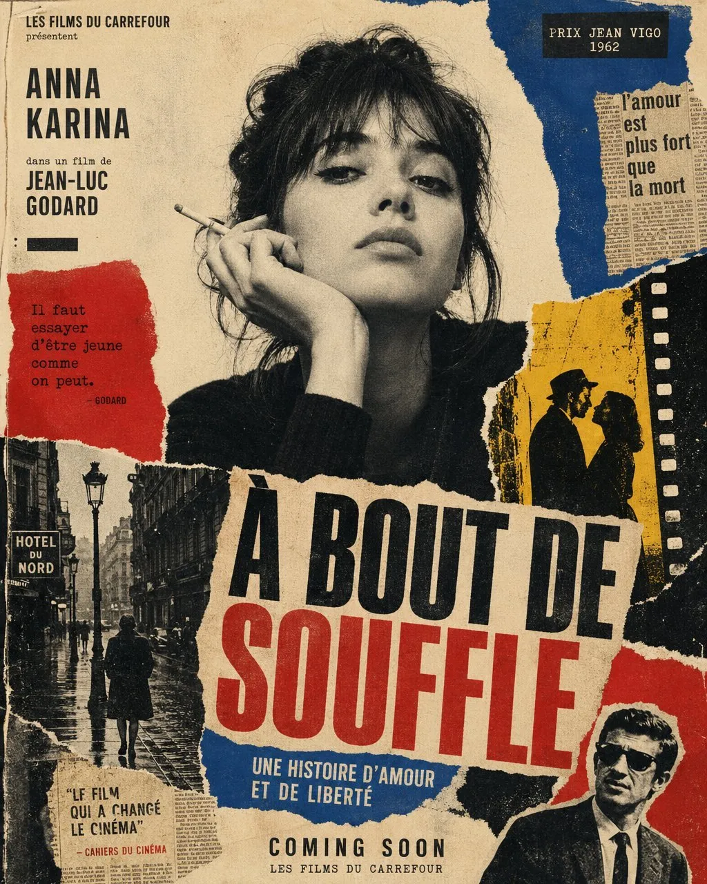 Vintage 1960s Film Poster Collage Art - Typography, Storyboard, City - AI Generated Image