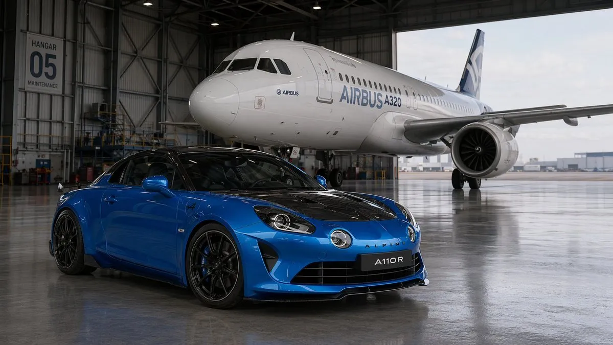 Cinematic Sports Car in Aircraft Hangar - Portrait, Typography, Photography - AI Generated Image