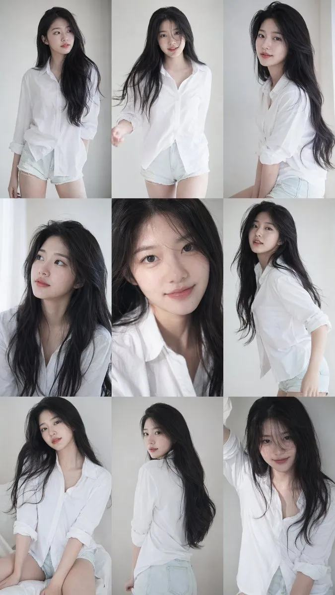 Korean Idol 3x3 Portrait Photo Grid - Photography, Storyboard, Landscape - AI Generated Image