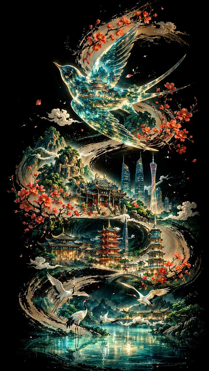 Poster Ink-Curve Guangzhou Aesthetics Poster - Poster Design, AI Generated - AI Generated Image