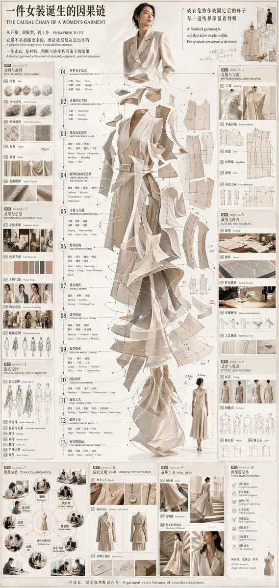 Women's Garment Creation Process Infographic - Design, Art, Portrait - AI Generated Image