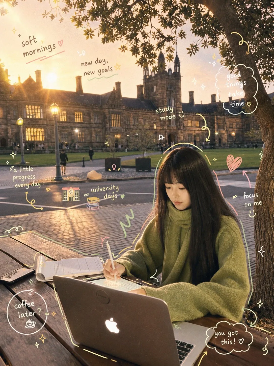 Dreamy Golden Hour Study Aesthetic Portrait - Storyboard, Photography, Education - AI Generated Image
