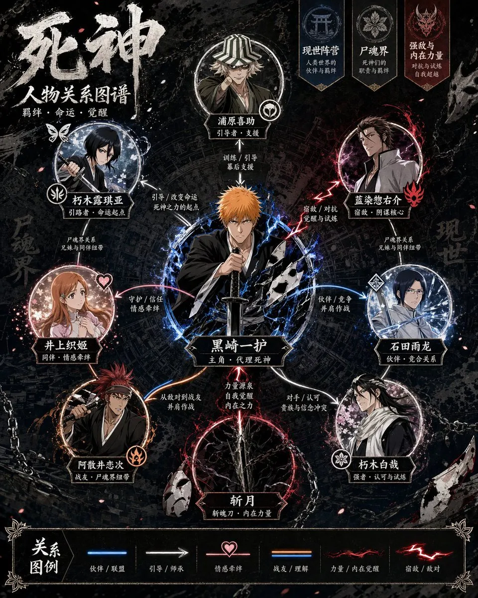 Anime Character Relationship Web Poster - Typography, Portrait, Design - AI Generated Image