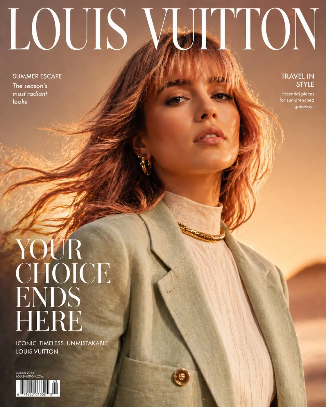 Glamorous Louis Vuitton-Style Magazine Cover - Photography, Portrait, Abstract - AI Generated Image