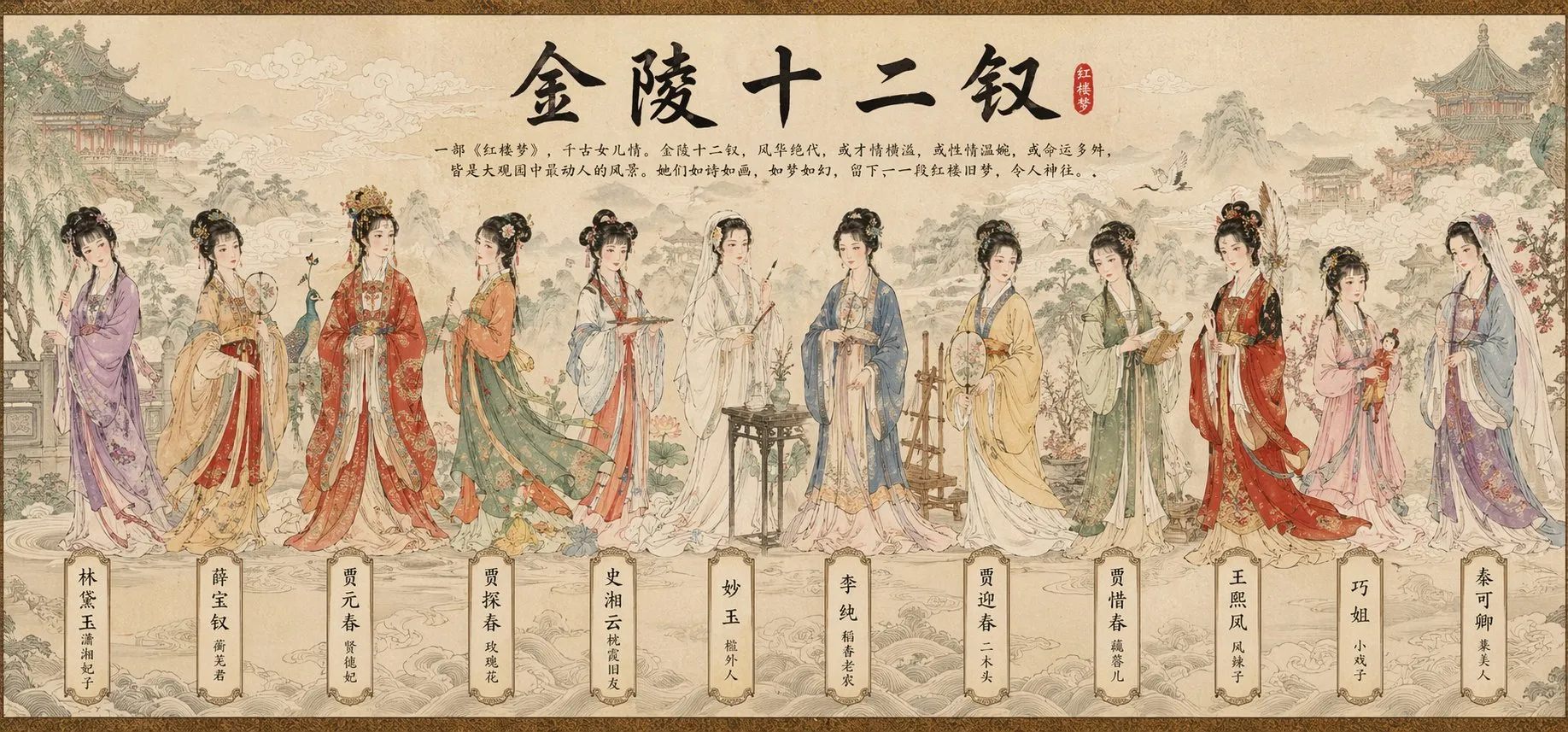 Eight Immortals Traditional Scroll Painting - Portrait, Typography, History - AI Generated Image