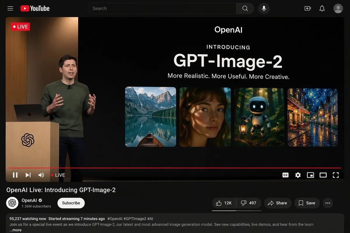 OpenAI GPT-Image-2 Launch Stream Screenshot - Portrait, Landscape, Product - AI Generated Image
