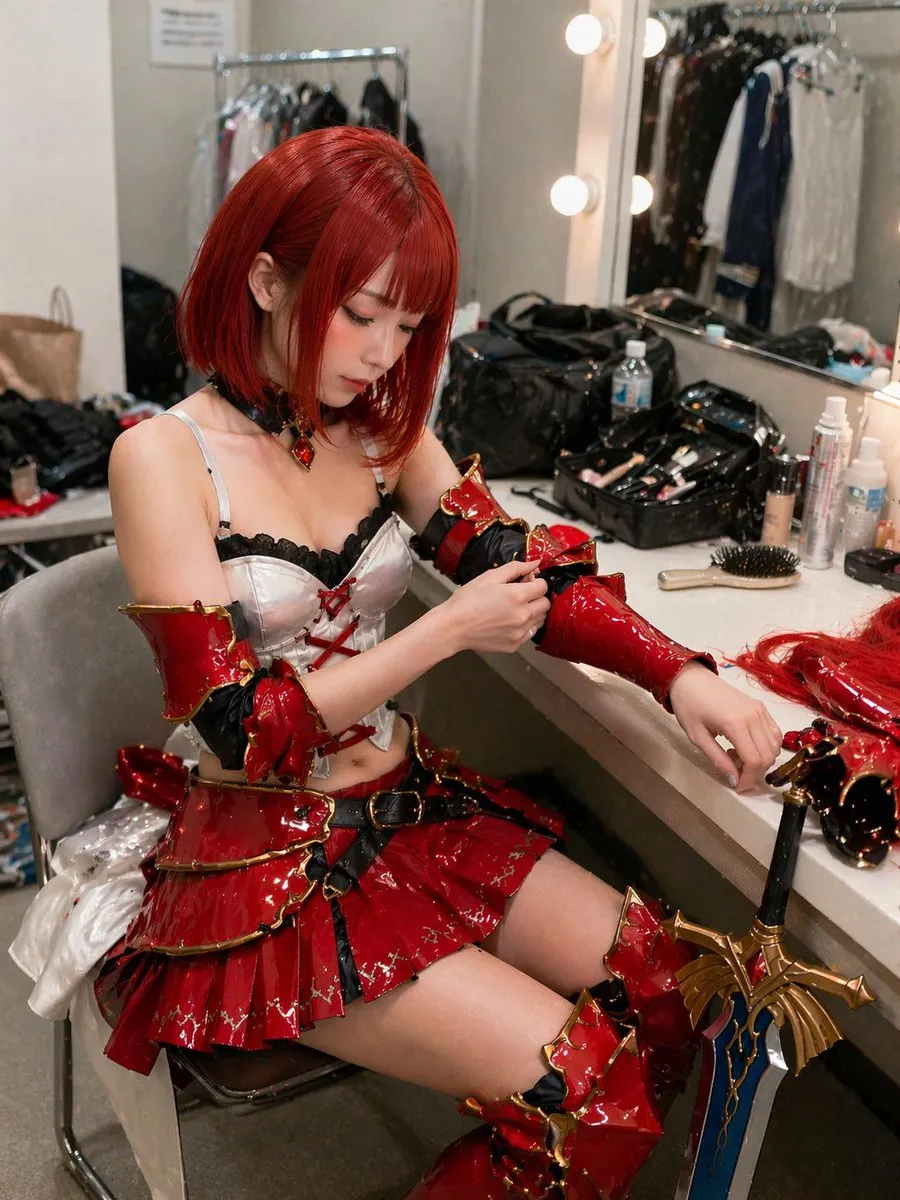 Cosplay Backstage Dressing Room Portrait - Portrait, Product, Photography - AI Generated Image