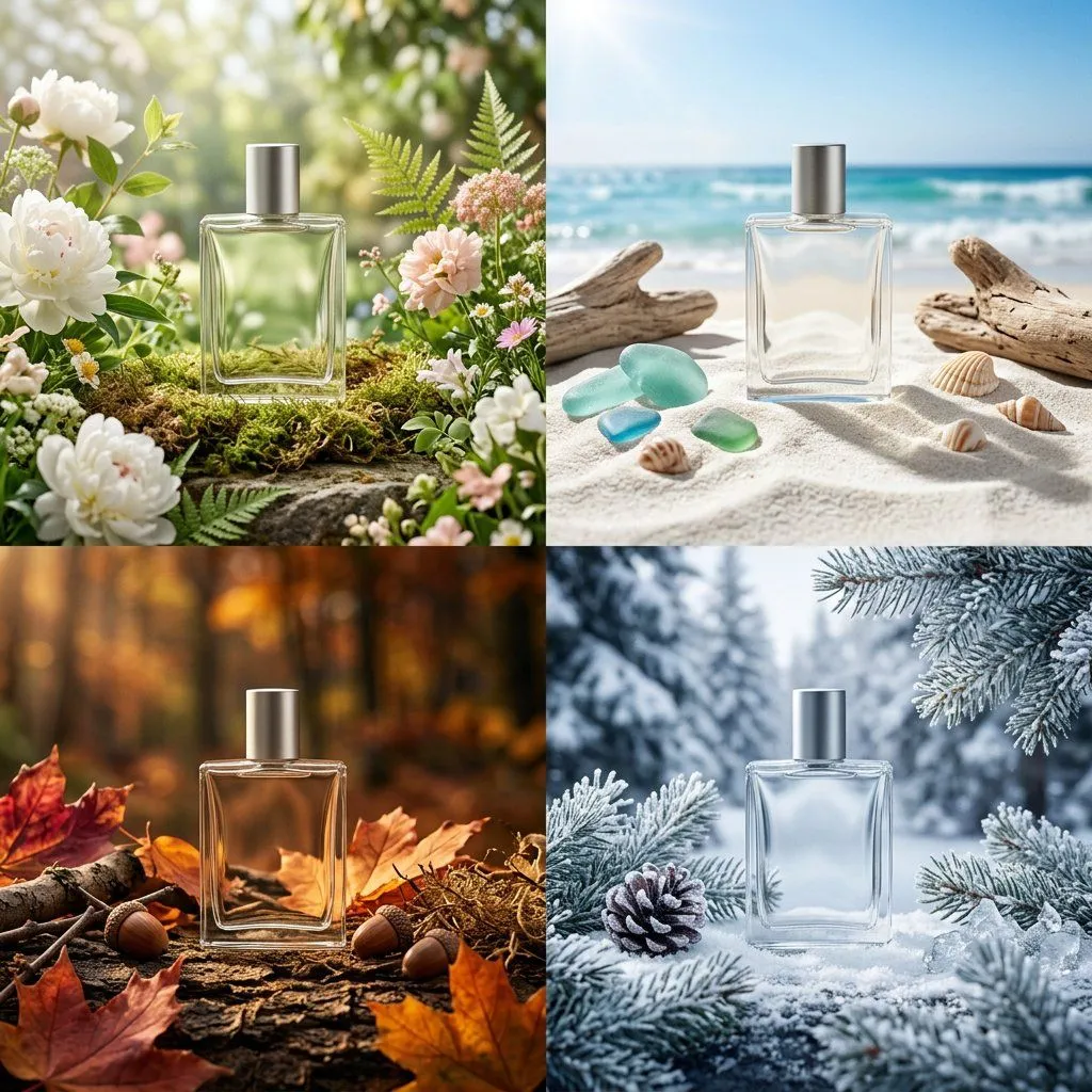 Premium 2x2 Seasonal Brand Campaign Grid - Product, Design, Storyboard - AI Generated Image