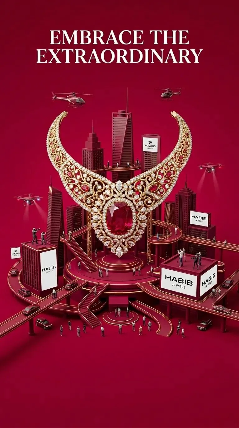 Luxury Diamond Necklace Miniature World Ad - Photography, City, Storyboard - AI Generated Image