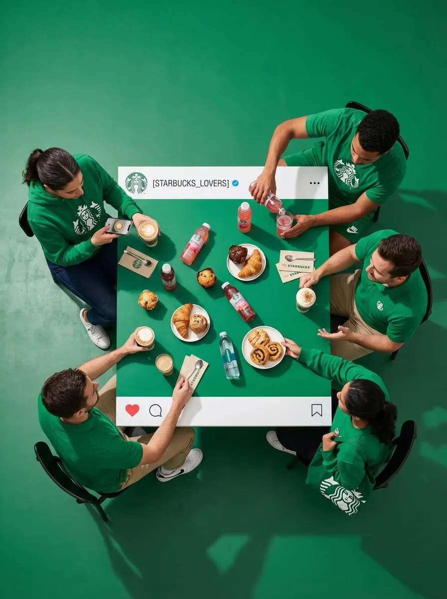 Creative Top-Down Instagram Table Scene - Photography, Portrait, Storyboard - AI Generated Image