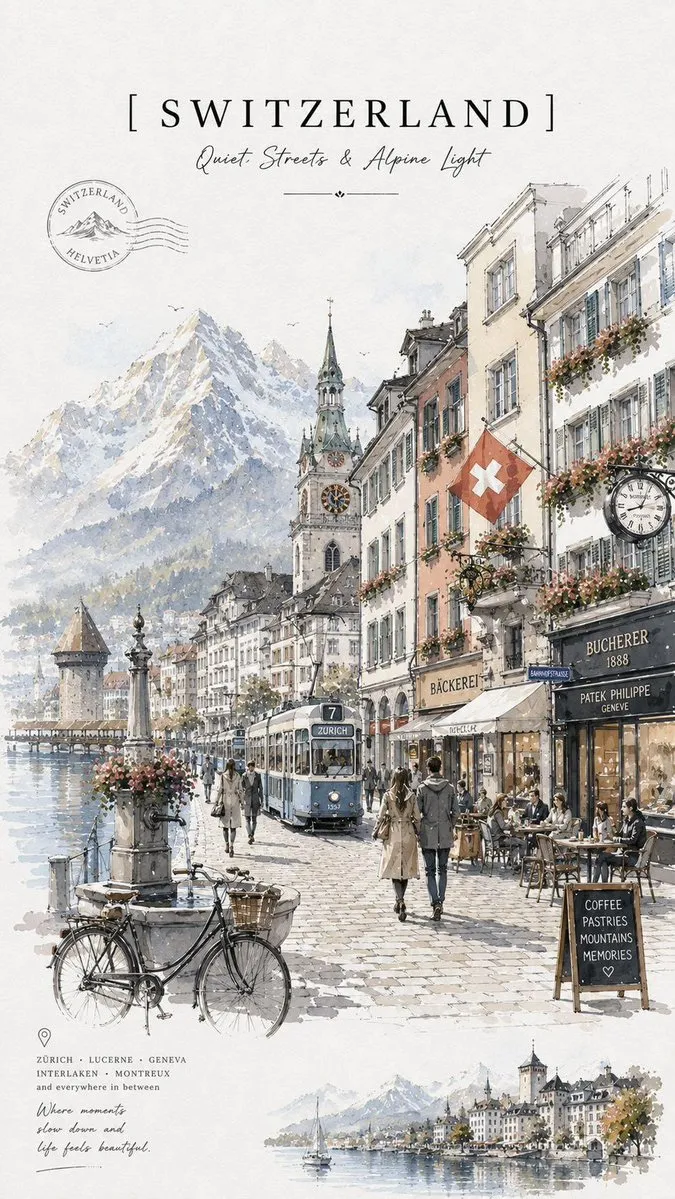 Cinematic and Watercolor Headwear in Urban Setting - Luxury, Minimalist, Illustration - AI Generated Image