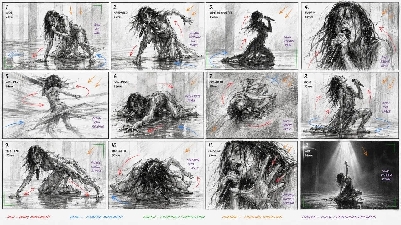 Raw Contemporary Dance Performance Storyboard - Storyboard, Photography, Dance - AI Generated Image