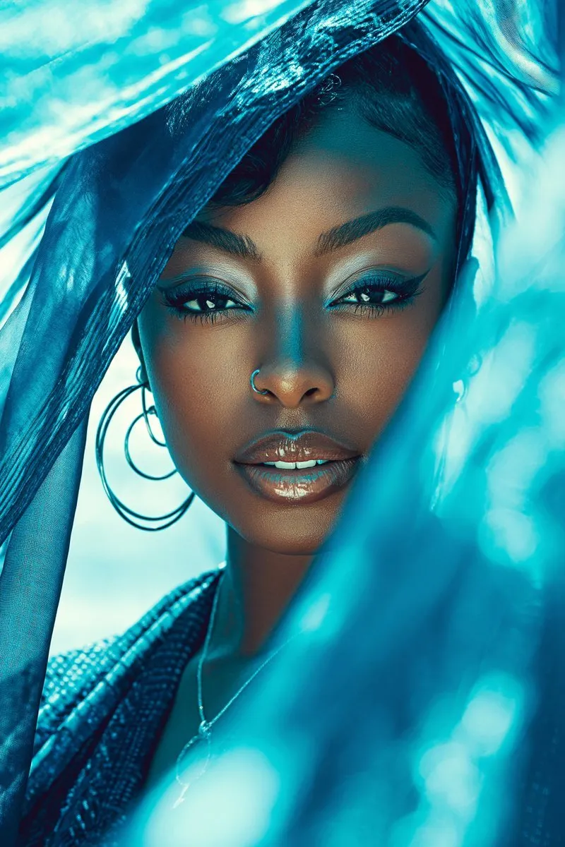 Stunning Luxury Black Beauty Editorial Portrait - Photography, Storyboard, Portrait - AI Generated Image