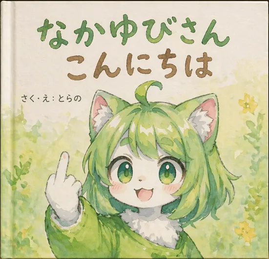 Cute Kemonomimi Picture Book Cover - Typography, Portrait, Art - AI Generated Image