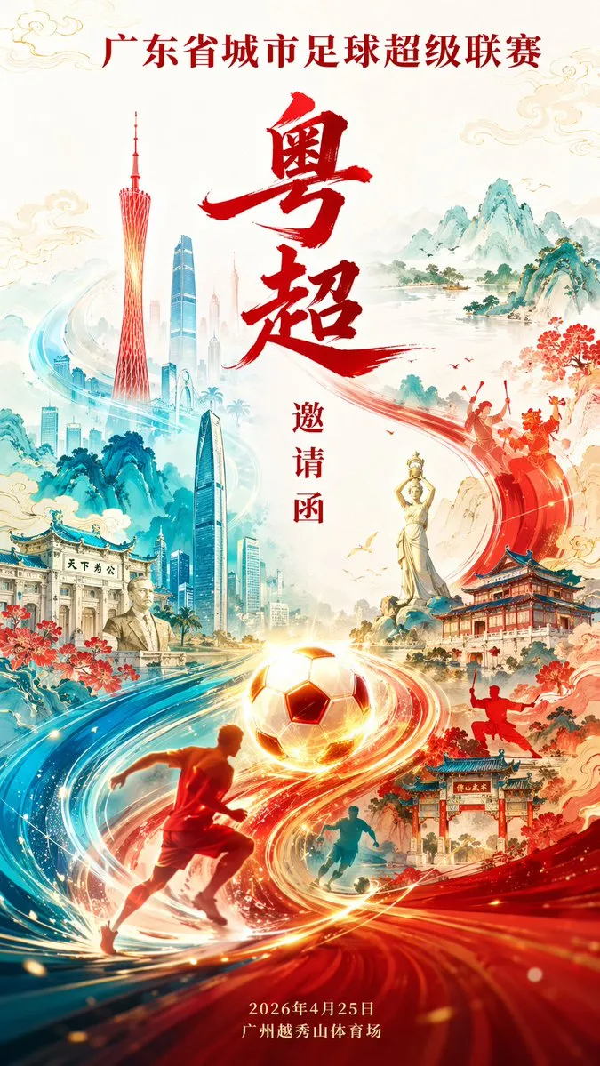 Poster Guangdong Super League Invitation Design - Poster Design, AI Generated - AI Generated Image