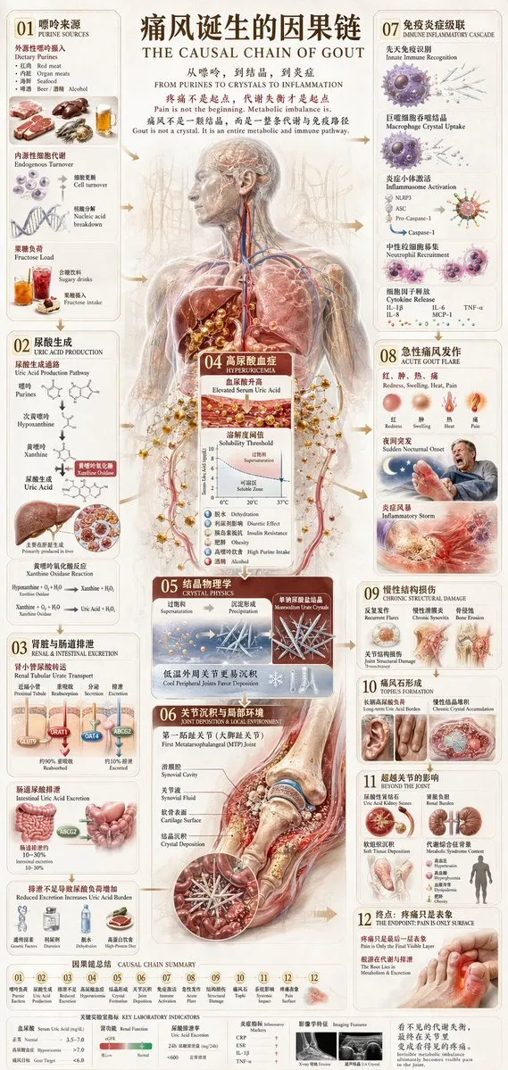 3D Medical Gout Cause & Effect Infographic - Portrait, Medical, Food - AI Generated Image