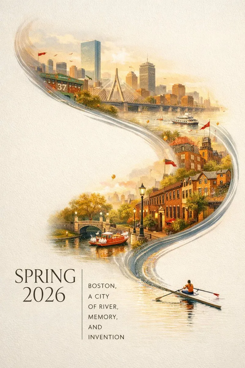 Elegant Spring 2026 Boston City Poster - City, Landscape, Typography - AI Generated Image