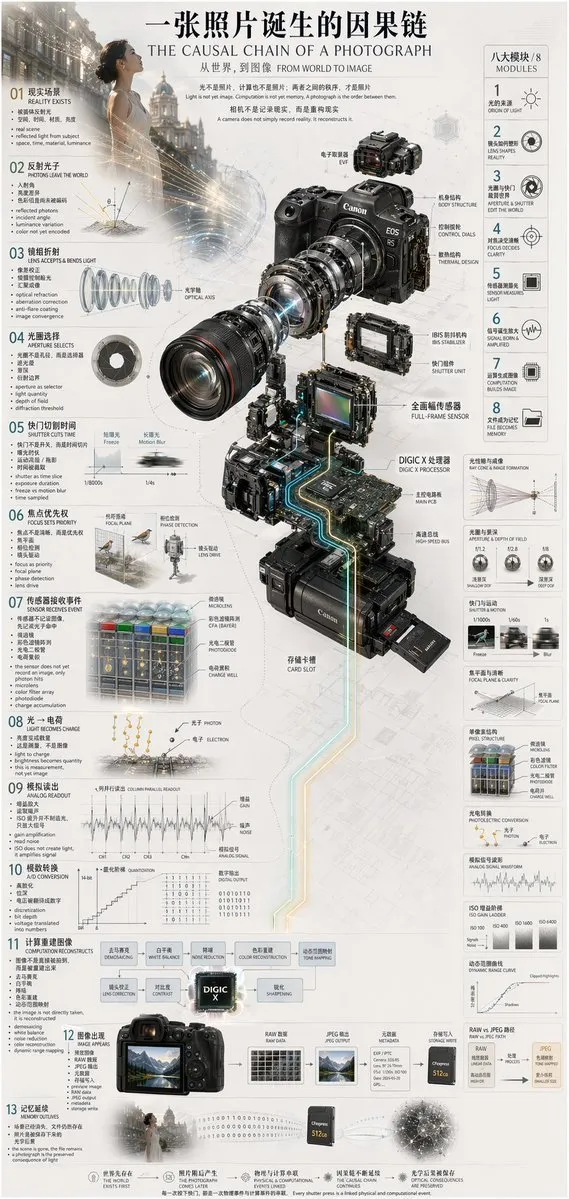 How a Photograph is Born Infographic - Photography, Portrait, Design - AI Generated Image