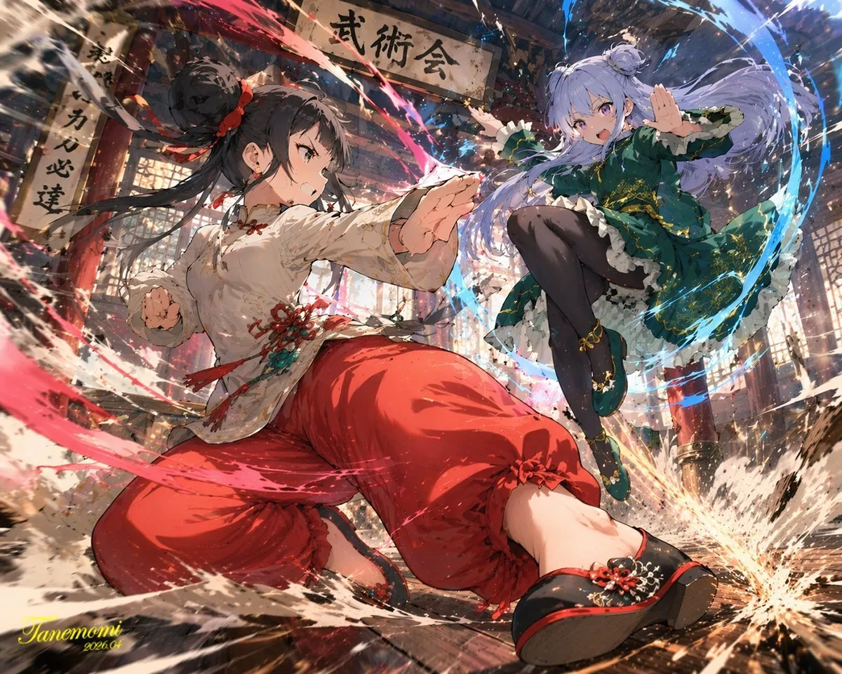 Epic Anime Martial Arts Dojo Battle - Portrait, Typography, Art - AI Generated Image