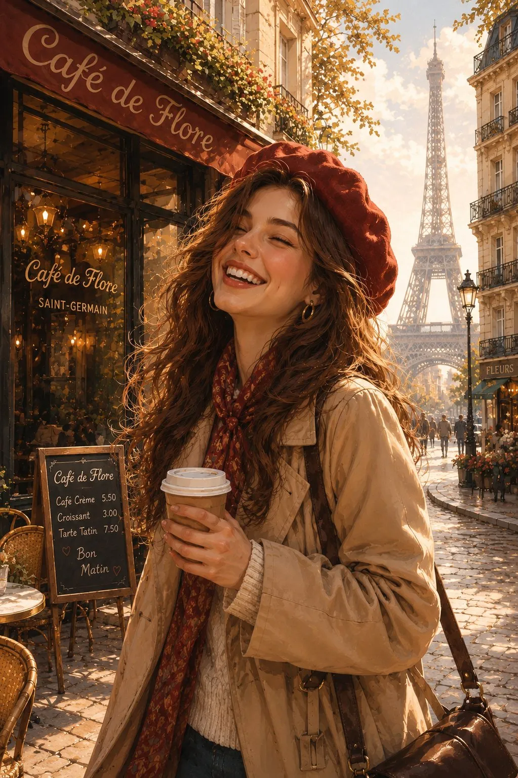 Charming Parisian Storybook Portrait - Portrait, City, Food - AI Generated Image