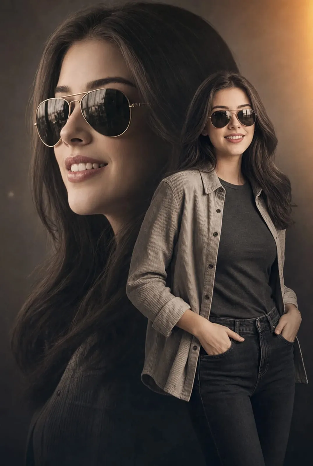 Cinematic Double-Exposure Fashion Portrait - Photography, Portrait, Storyboard - AI Generated Image
