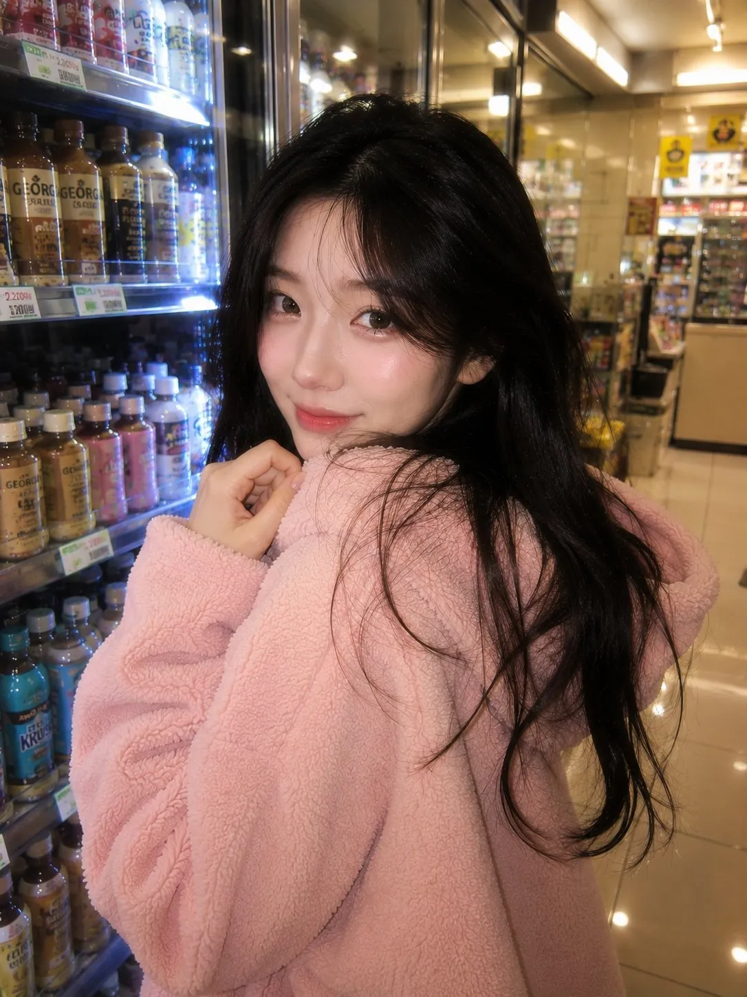 Cozy Korean Convenience Store Night Portrait - Photography, Food, Portrait - AI Generated Image