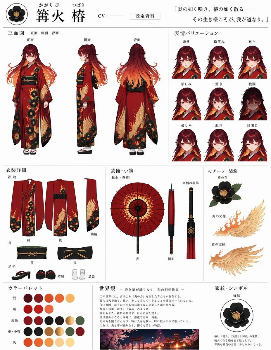 Anime Character Design Sheet by GPT-Image-2 - Portrait - AI Generated Image