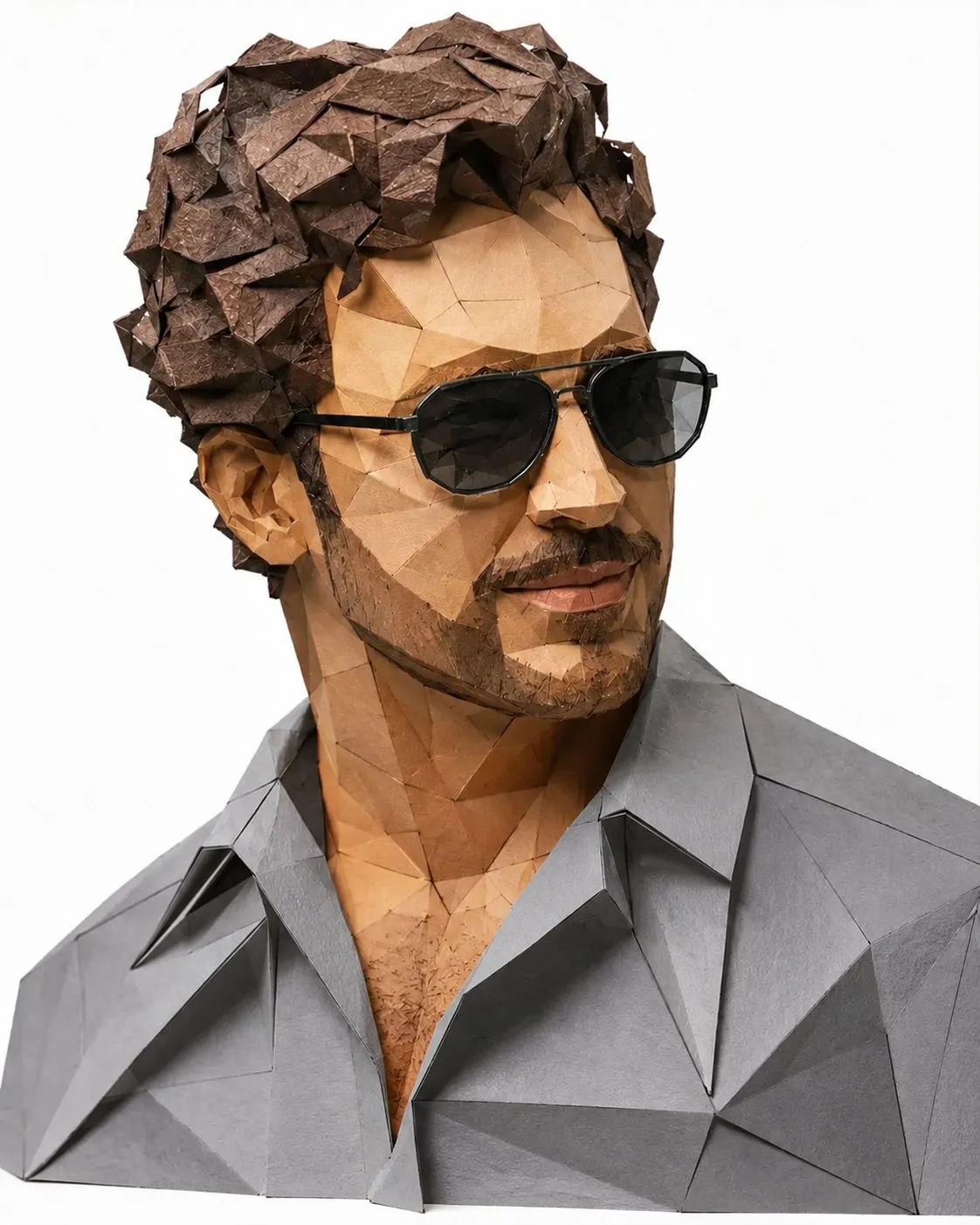 Stylish Low-Poly Papercraft Portrait - Portrait, Abstract, Photography - AI Generated Image