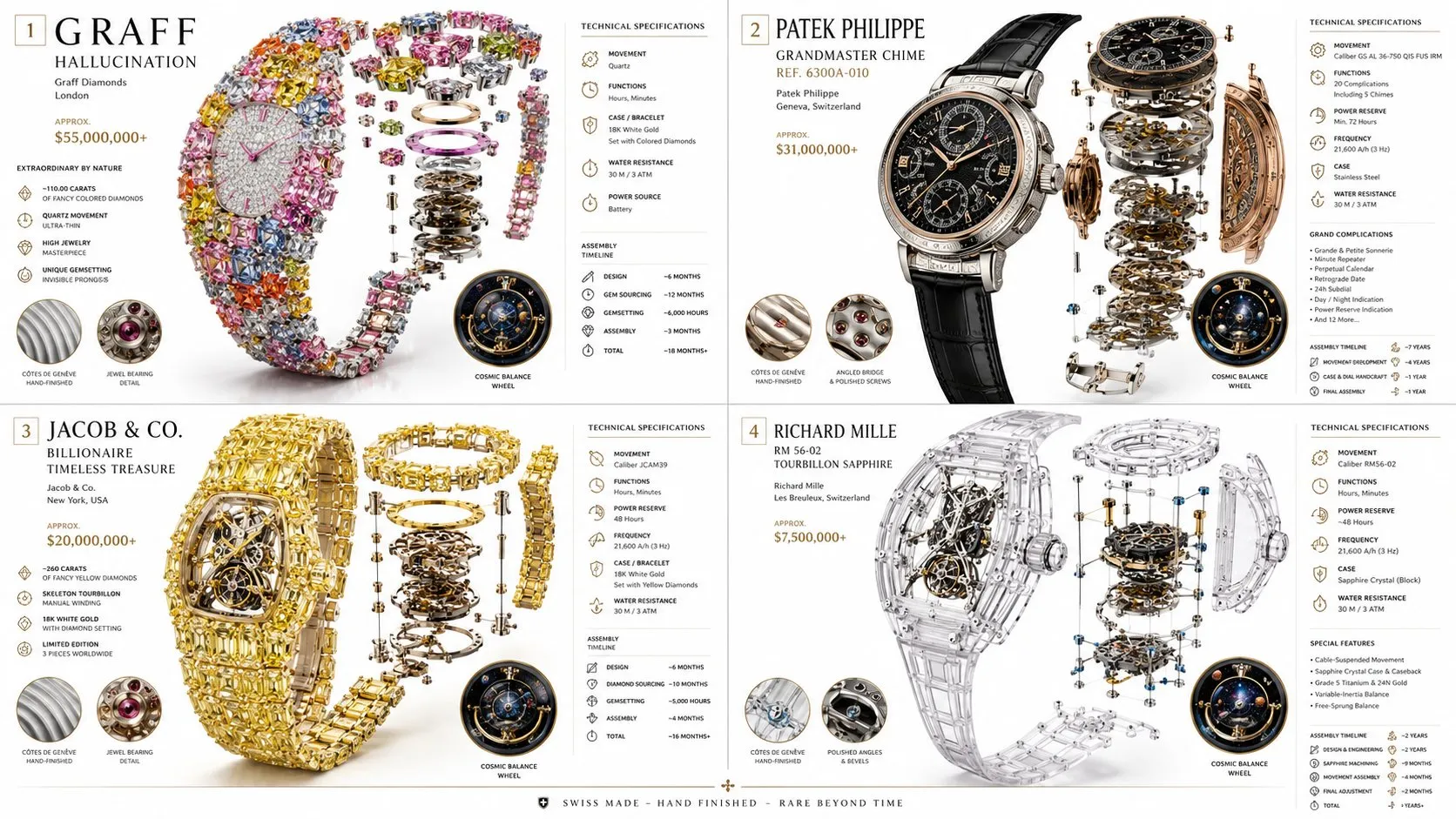 Haute Horlogerie Luxury Watch Blueprint - Abstract, Infographic, Portrait - AI Generated Image