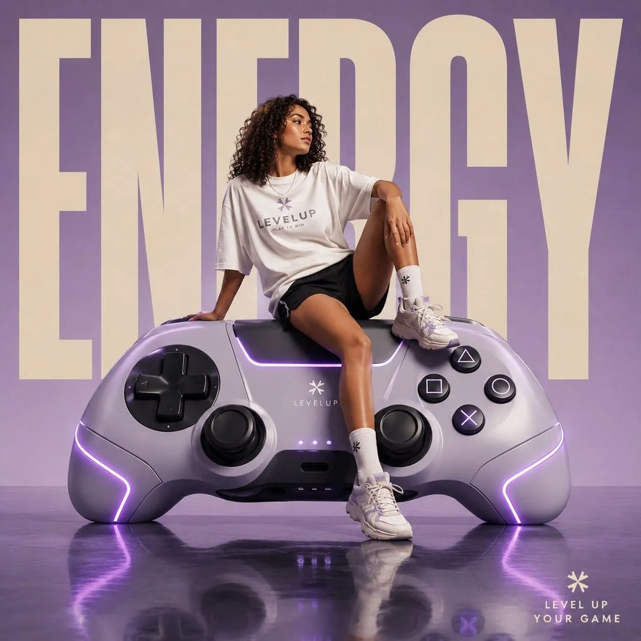 Bold Futuristic Streetwear Gaming Controller Poster - Photography, Advertising, Typography - AI Generated Image