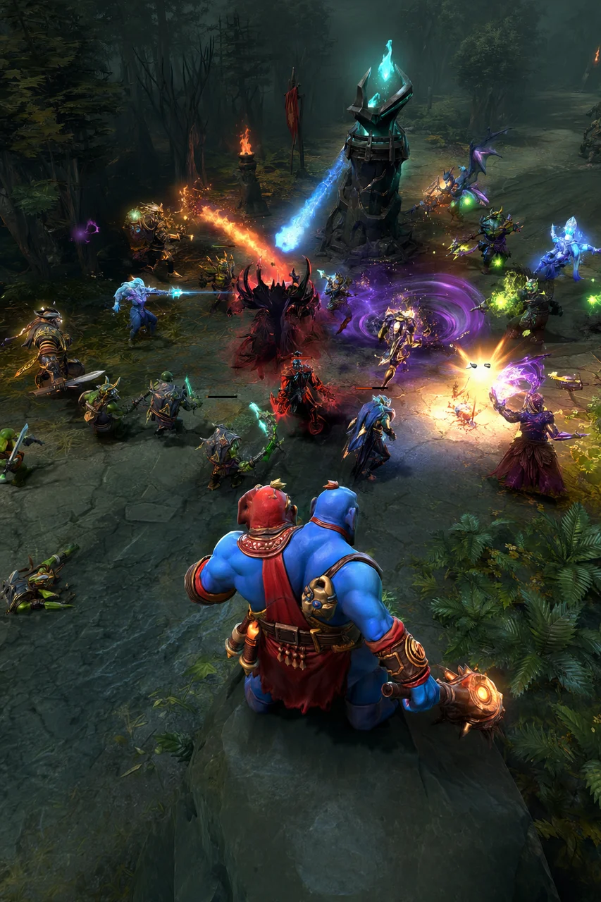 Fantasy MOBA Battle Arena Map - game, illustration - AI Generated Image